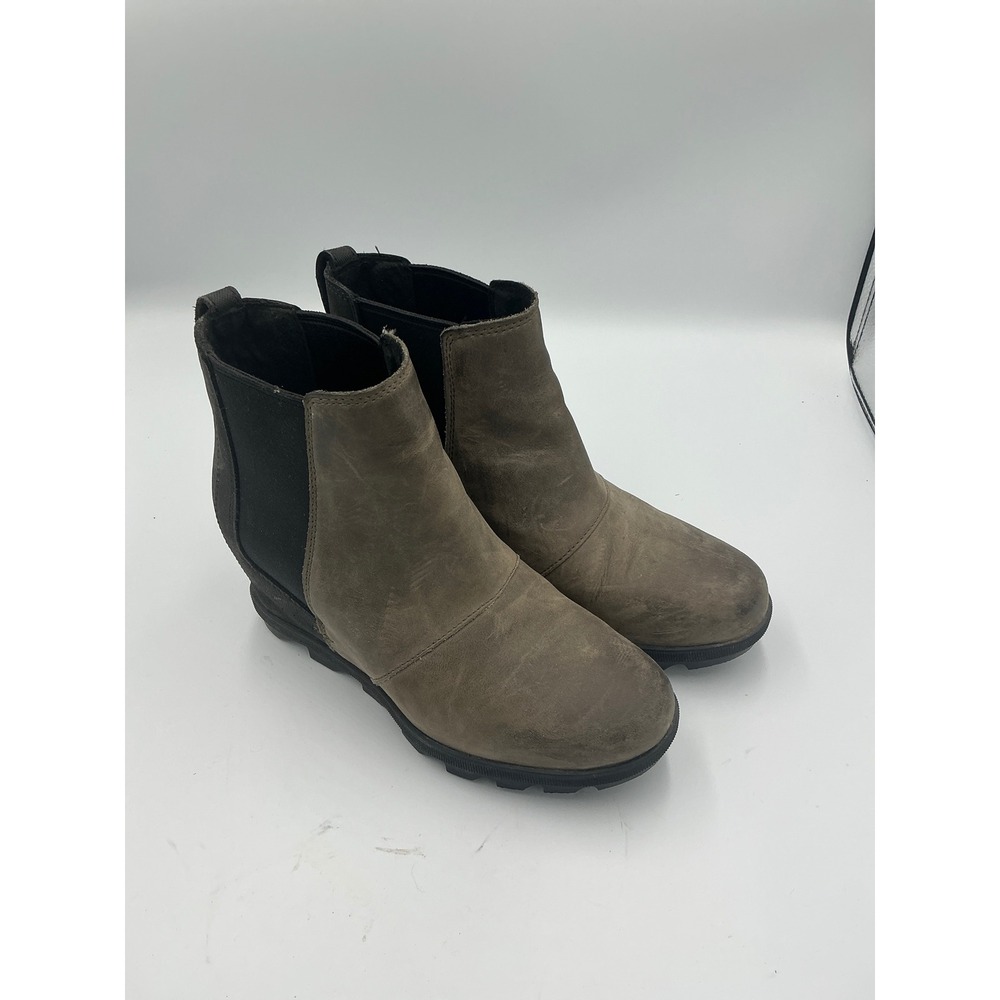 Sorel Joan of Arctic Wedge II Chelsea Boots Quarry Grey Black LL3266-245 Womens8